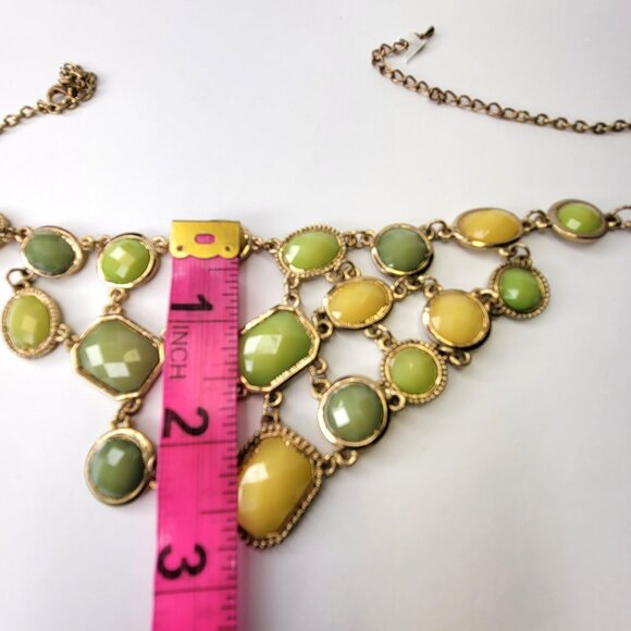 Yellow And Green Faceted Statement Necklace - Picture 9 of 9